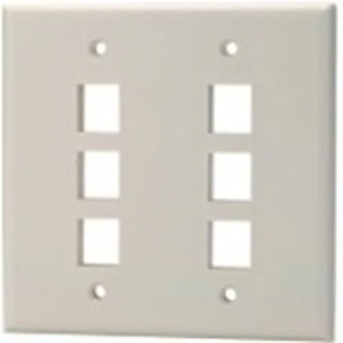 Signamax DKF-6 Keystone Jack, 6-Port Double Gang Keystone Faceplate, White