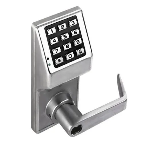 Napco DL2700IC/26D-S DL2700 Series Digital Door Lock with Straight Lever Trim and Interchanble Core, Non-Handed, 1-5/8 to 1-7/8" Door Thickness, Satin Chrome Plated