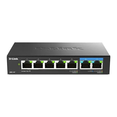 D-Link DMS-107 7-Port Multi-Gigabit Unmanaged Switch for Wi-Fi 6, QoS