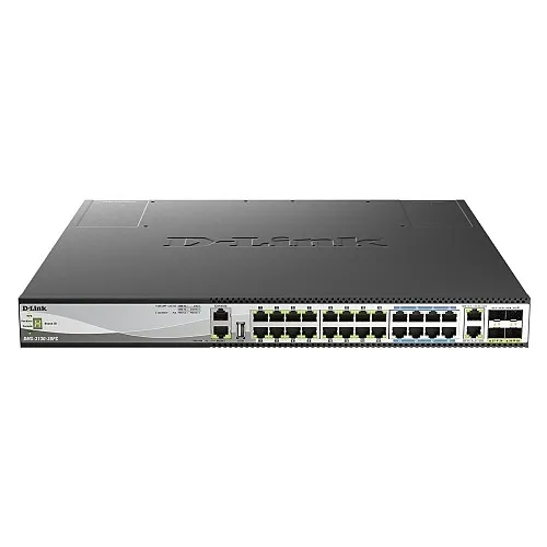 D-Link DMS-3130-30PS 30-Port Layer 3 Stackable Multi-Gigabit Managed PoE Switch