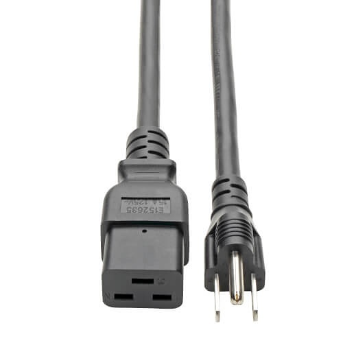Eaton Tripp Lite P034-010 Computer Power Cord, C19 to NEMA 5-15P - Heavy-Duty, 15A, 125V, 14 AWG, 10' (3.05 m), Black