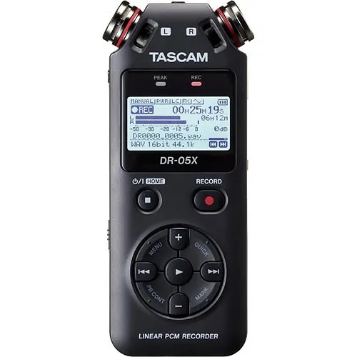 TASCAM DR-05X Stereo Handheld Digital Audio Recorder with Dual Omnidirectional Condenser Microphones and USB Audio Interface
