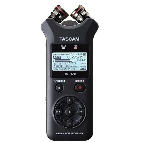 Tascam DR-07X 2-channel Handheld Recorder and 2-in/2-out USB Audio Interface with 2 Adjustable Unidirectional Condenser Microphones