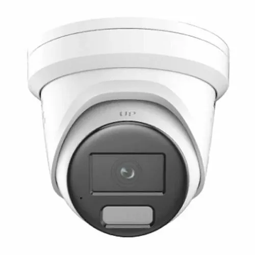 Hikvision DS-2CD2347G2-LSU/SL ColorVu 4MP Audio Alarm and Strobe Light Turret IP Camera, 4mm Fixed Lens, White