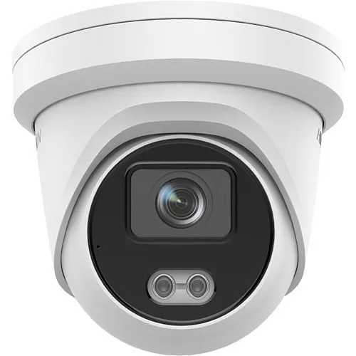 Hikvision DS-2CD2347G2-LU Performance Series ColorVu 4MP WDR Turret IP Camera with Built-In Microphone, 2.8mm Fixed Lens, White