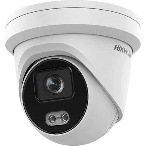 Hikvision DS-2CD2347G2-LU ColorVu 4MP Outdoor Turret IP Camera, 4mm Fixed Lens, White