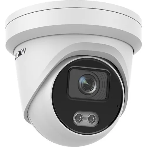 Hikvision DS-2CD2347G2-LU ColorVu 4MP Outdoor Turret IP Camera, 4mm Fixed Lens, White