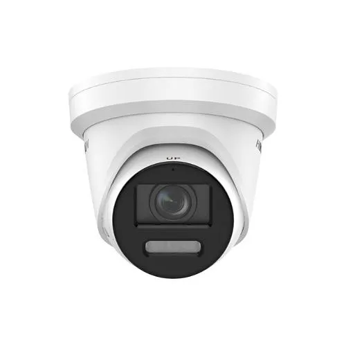 Hikvision DS-2CD2387G2-LSU/SL Performance Series ColorVu 8MP Outdoor Audio Alarm and Strobe Light Turret IP Camera, 2.8mm Fixed Lens, White