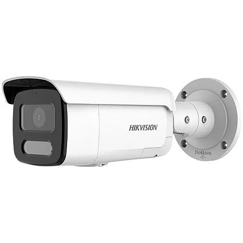 Hikvision DS-2CD2T47G2-LSU/SL ColorVu 4MP Strobe Light and Audible Warning Bullet IP Camera, 2.8mm Fixed Lens, White
