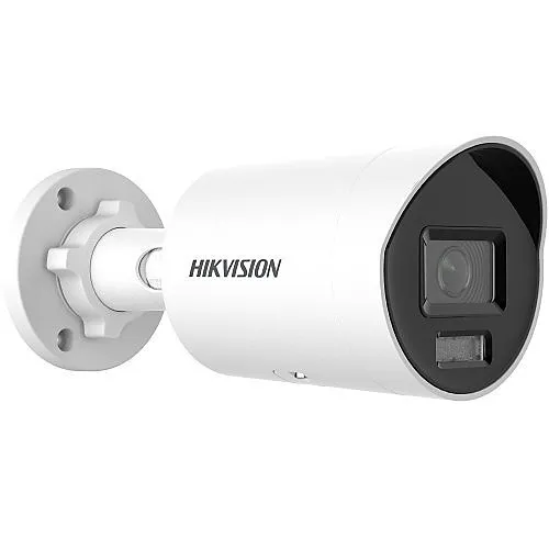 Hikvision DS-2CD3048G2-LIU ColorVu Smart Hybrid Light 4MP Dual Illumination WDR Bullet IP Camera with Built-in Microphone, 40m Light Range, 2.8mm Fixed Lens, White