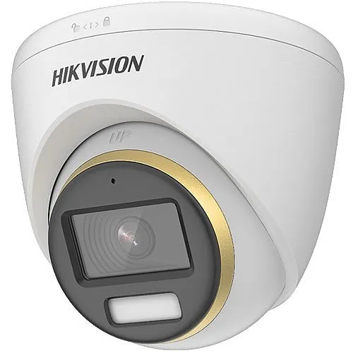Hikvision DS-2CE72DF3T-FS TurboHD ColorVu 2MP Audio Turret Analog Camera, 2.8mm Fixed Lens, White