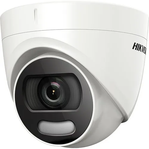 Hikvision DS-2CE72DFT-F TurboHD ColorVu 2MP Outdoor Turret Analog Camera, 3.6mm Fixed Lens, White