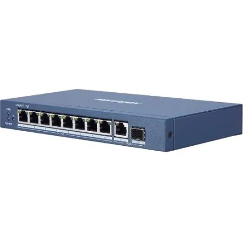 Hikvision DS-3E0510P-E 8-Port Unmanaged Gigabit PoE Switch, 20Gbps, Blue