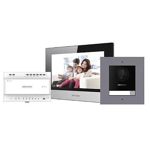 Hikvision DS-KIS702Y-P Pro Series Wire Digital IP Bundle, (1) DS-KD8003Y-IME2, (1) DS-KH6320Y-WTE2, (1) DS-KAD704Y and (1) 16GB TF Card