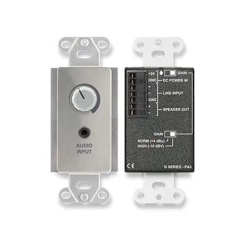 RDL DS-PA3 Series 3.5W Wall-Mounted Audio Amplifier with Inputs, Stainless Steel