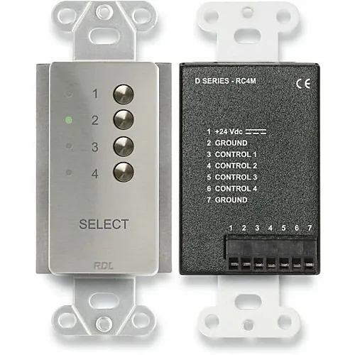 RDL DS-RC4M Series 4-Channel Remote Control, Stainless Steel
