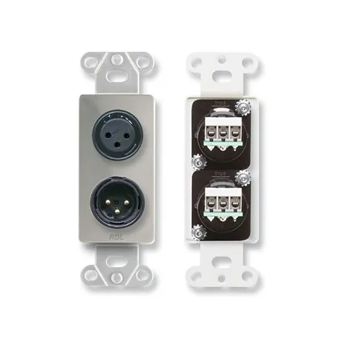 RDL DS-XLR2 Decora Wall Plate with XLR 3-Pin Female and 3-Pin Male Connectors, Stainless Steel
