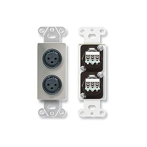 RDL DS-XLR2F Plate W/Dual 3-Pin XLR Females, Stainless Steel
