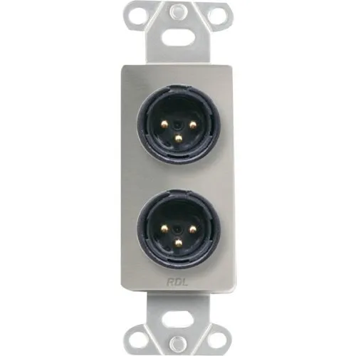 RDL DS-XLR2M Dual XLR 3-Pin Male Jacks on Decora Wall Plate, Stainless Steel