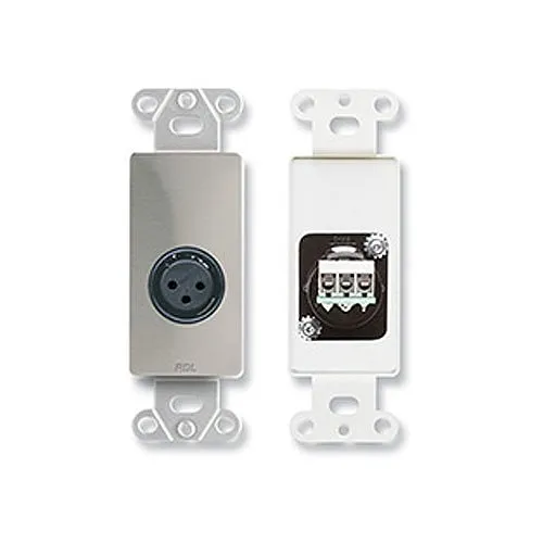 RDL DS-XLR3F XLR 3-Pin Female Jack on Decora Wall Plate, Stainless Steel