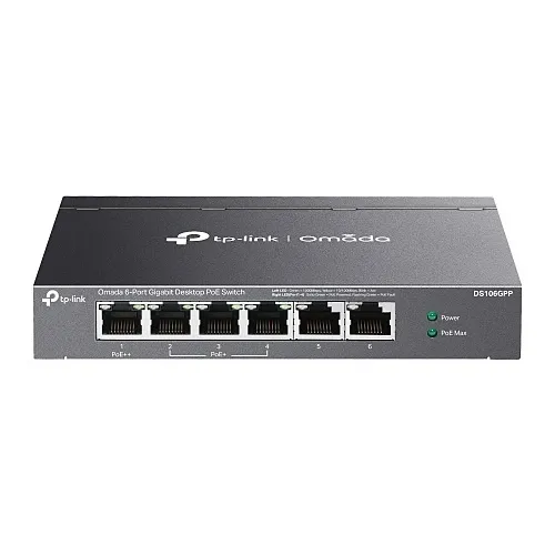 TP-Link DS106GPP Omada Unmanaged 6-Port Gigabit Desktop Switch with 3-Port PoE+ and 1-Port PoE++