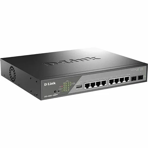 D-Link DSS-200G-10MPP 8-Port Gigabit PoE++ Smart Switch with 2-Port SFP, 242W PoE Budget, 802.3bt, 90W Max per PoE Port
