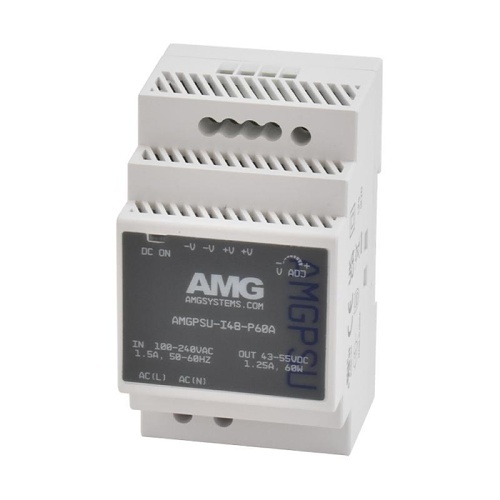 AMG Systems AMGPSU-I48-P60A-K Industrial Power Supply with DIN-Rail Mounting, 52VDC, 60W