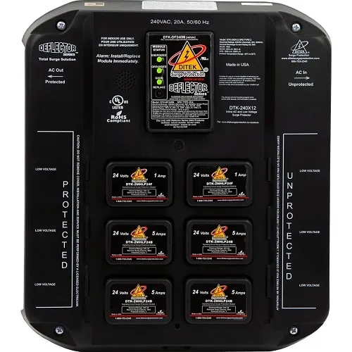 DITEK DTK-240X12  Deflector SPD 240V 20A Max and 6-Postion 2MHLP Base