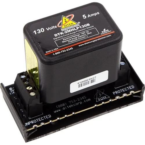DITEK DTK-2MHLP130BWB 2MHLP Series Data and Signaling Circuit Surge Protector with Snap-Track Base, Short to Ground Notification, Mounting Base Included