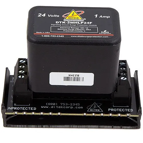 DITEK DTK-2MHLP24FWB Data and Signaling Circuit Modular Surge Protector with Snap-Track Base for 2 24V Circuits