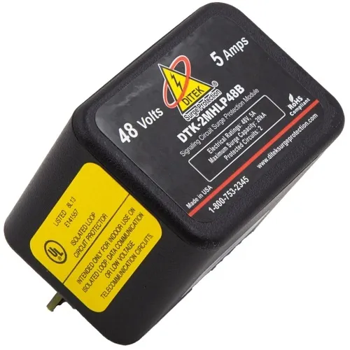 DITEK DTK-2MHLP48B Data and Signaling Circuit Modular Surge Protector with Snap-Track Base for 48V Circuits