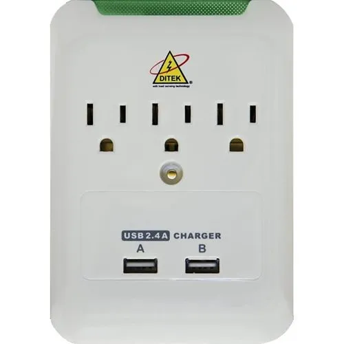 DITEK DTK-3VWMUSB Outlet 120VAC Surge Protective Device with Load Sensing Technology