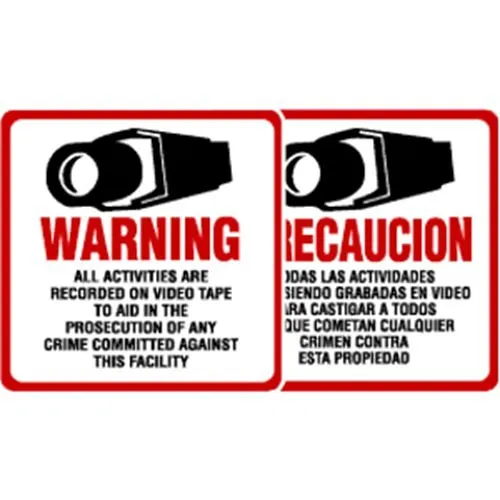 Maxwell DTV204 4"x4" Square Outside Mount CCTV Vinyl Decal Caution Sign