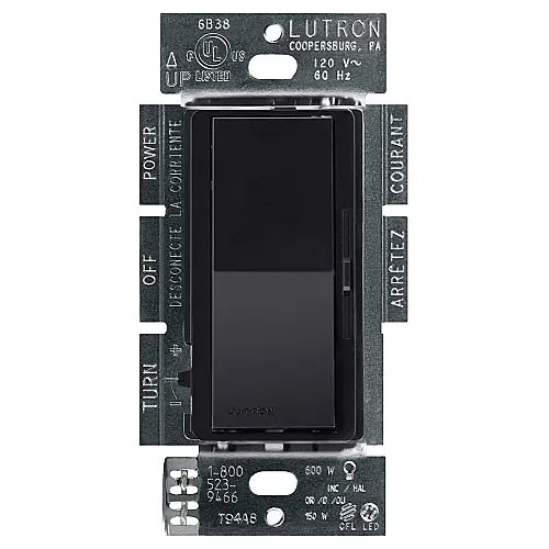 Lutron DVCL-153P-BL Diva LED+ Dimmer Switch for Dimmable LED and Incandescent Bulbs, Black