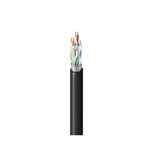 Belden 10GX52F 0101000 10GX CAT6A Enhanced Premise Horizontal Riser Cable, 4/23 Solid BC, Foil Shielded, F/UTP, CMR, Indoor, FT4, 1000' (304.8m), Spool, Black