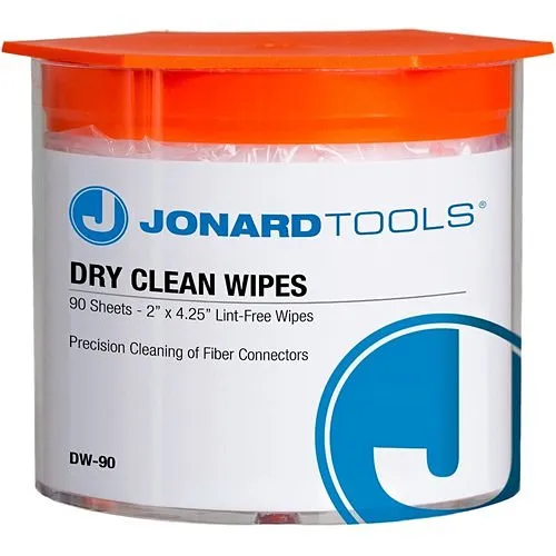 Jonard Tools DW-90 Dry Wipes for Cleaning Fiber, 90-Piece