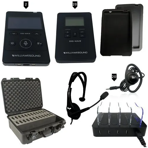 Williams AV DWS INT 400 ALK Digi-Wave 400 Series Interpretation System for 2-Presenters and 20-Listeners, Alkaline Batteries