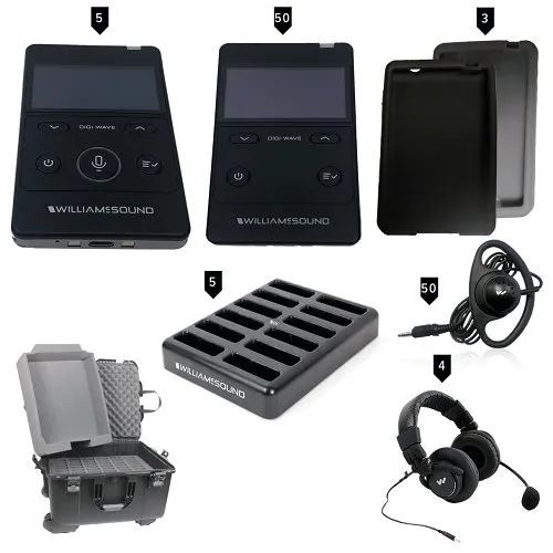 Williams AV DWS INT 400 RCH Digi-Wave 400 Series Rechargeable Interpretation System for 4-Languages Plus Floor