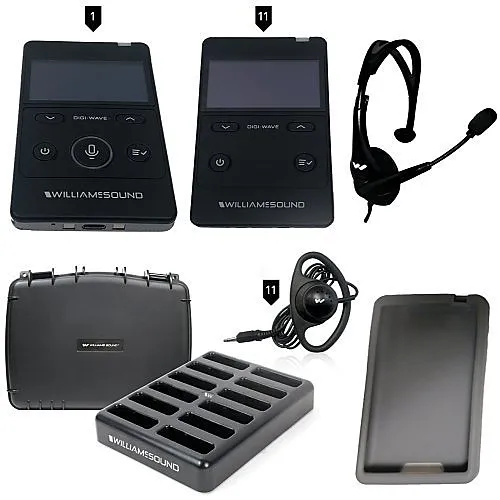 Williams AV DWS TGS 11 400 RCH Digi-Wave 400 Series Rechargeable Tour Guide System for 1-Guide and up to 11-Listeners