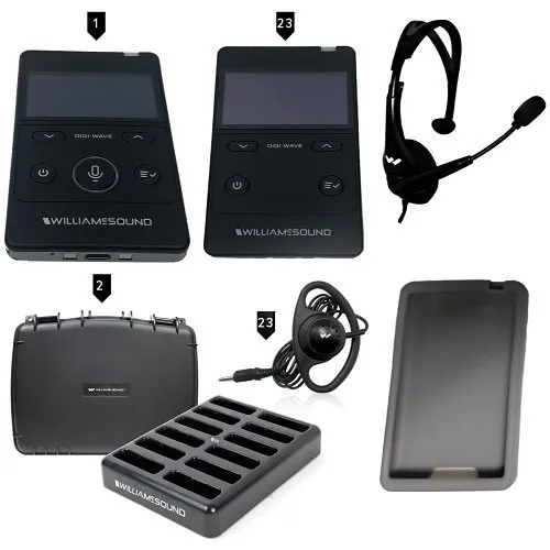 Williams AV DWS TGS 23 400 RCH Digi-Wave 400 Series Rechargeable Tour Guide Professional Listening System for 1-Guide and up to 23-Listeners