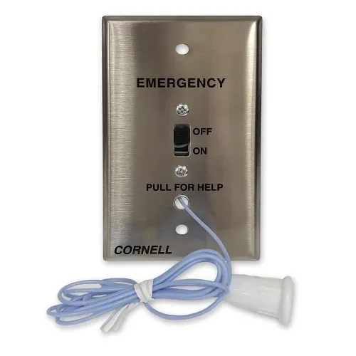 Cornell E-114 Emergency Pull String Station with On / Off Slide Switch for Single Status, Anti-Microbial, Germ-Free, Glow-in-the-Dark