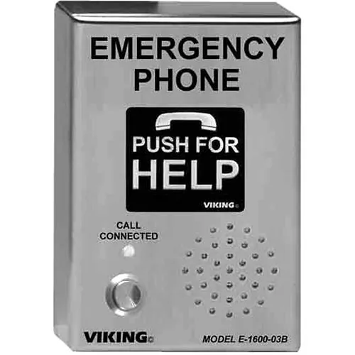 Viking E-1600-03B ADA Compliant Stainless-Steel Handsfree Emergency Phone, Surface Mount, Phone Line Powered