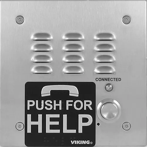 Viking E-1600-30-IP ADA and CE Compliant VoIP Stainless-Steel Handsfree Emergency Phone, Flush Mount, PoE Powered