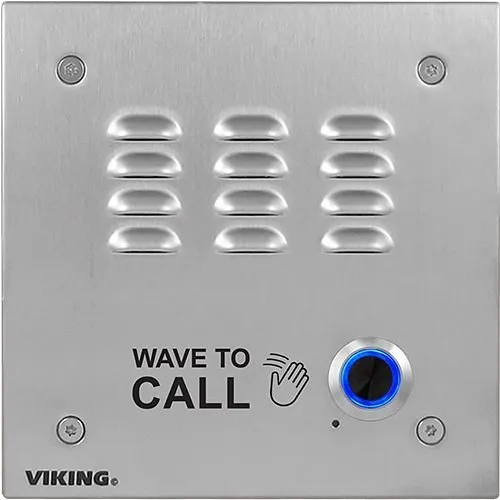Viking E-30TF-IP Touch-Free VoIP Entry Phone, WAVE to CALL Marking, Includes Flush Mount Rough-in Box, Stainless Steel