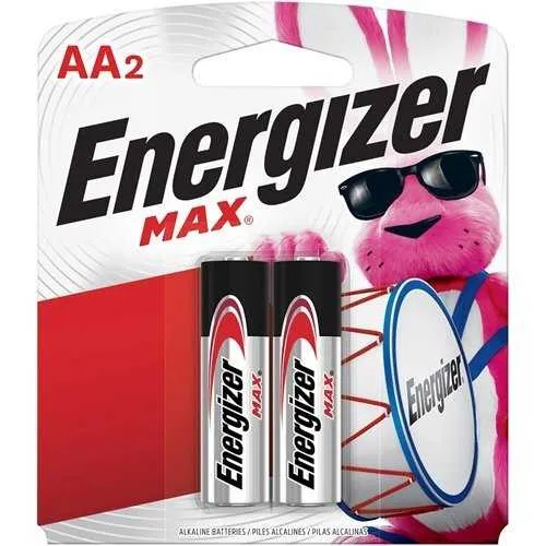 Energizer E91BP2 Max Alkaline AA Batteries, 2-Pack
