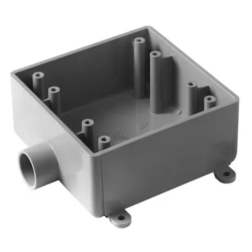 ABB E9802E 2-Gang 2FSE Box, 4.62"x4.62"x1.98", 3/4" Conduit Size, Gray