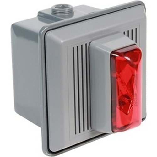 Edwards Signaling Red Electronic Xenon Strobe with Horn, 120VAC/50-60Hz, indoor/outdoor rated, Surface Mount