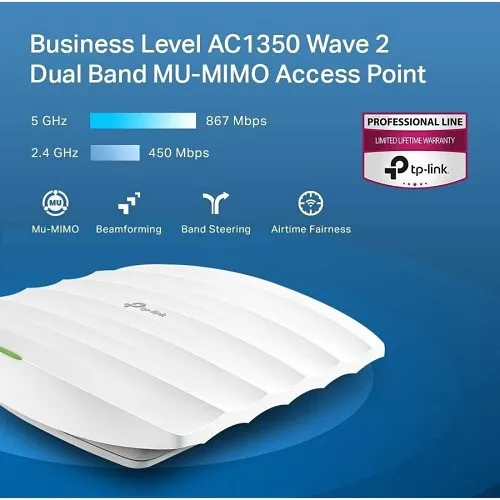 TP-Link EAP225_V3 AC1350 Wireless MU-MIMO Gigabit Ceiling Mount Access Point