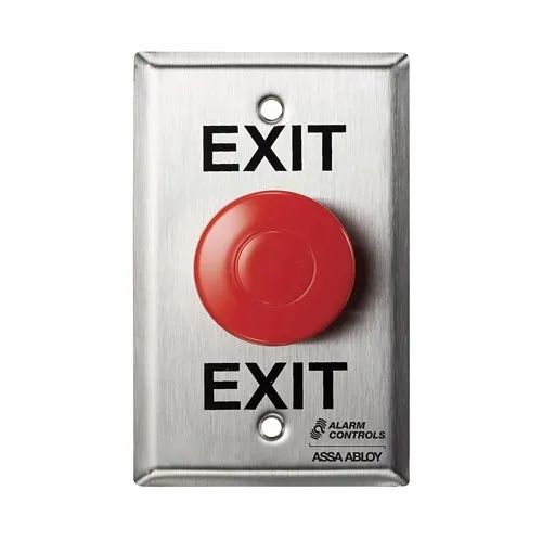 Alarm Controls EB-1 EB-Series Request to Exit Egress Station, N/O Pair and N/C Pair, 1/2 Red Mushroom Button, Single Gang, Stainless Steel