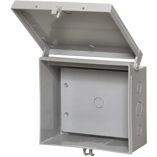 Arlington EB0708BP 7 x 8 x 3.5 in Heavy-Duty Non-Metallic Enclosure Box with Back Plate, NEMA3R, Gray